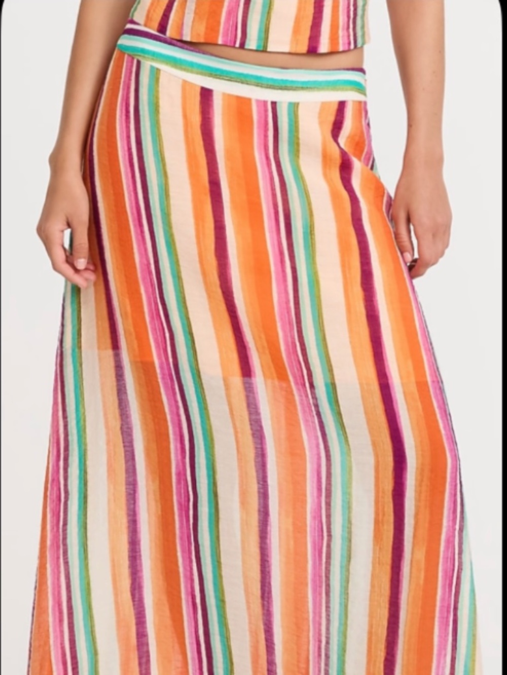 Express Textured Striped High Waisted Sheer Maxi Skirt L NWT